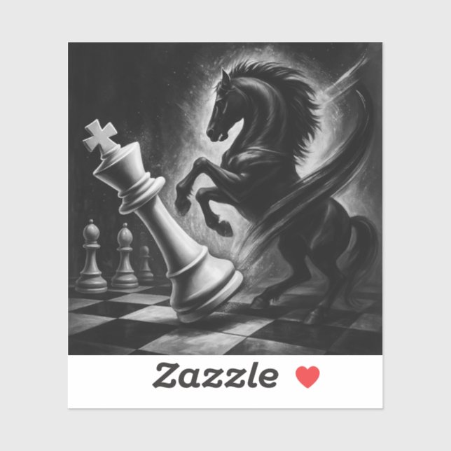 Dramatisches Schwarzes Pferd gegen König - kühne S Aufkleber (Blatt)