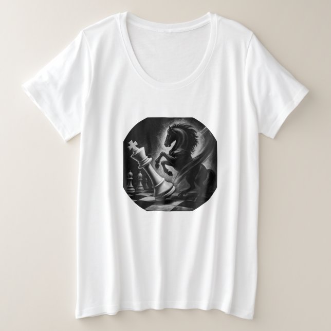 Dramatisches Schwarzes Pferd gegen König - kühne S Große Größe T-Shirt (Design vorne)