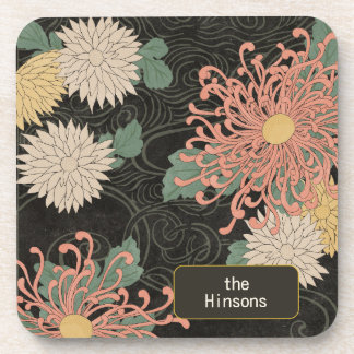 Dramatisches Vintages japanisches Chrysanthemum Fl Getränkeuntersetzer