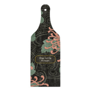 Dramatisches Vintages japanisches Chrysanthemum Fl Schneidebrett