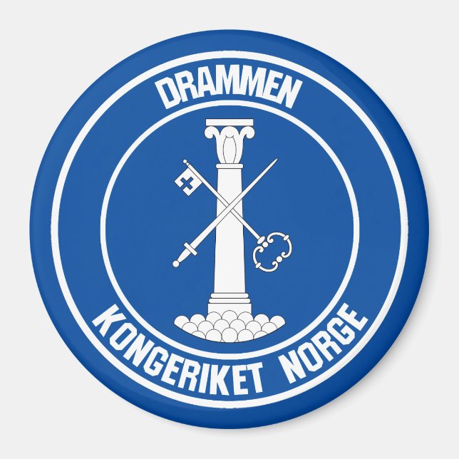 Drammen Round Emblem Magnet (Vorne)