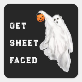 Drank Funny Adult Halloween Ghost Quadratischer Aufkleber