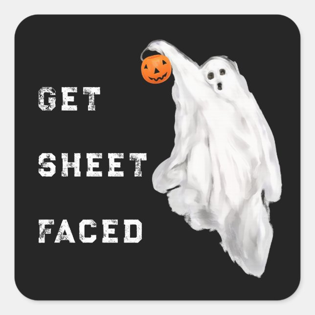 Drank Funny Adult Halloween Ghost Quadratischer Aufkleber (Vorderseite)