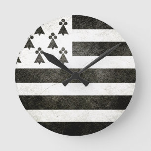 Drapeau Bretagne Vintage Runde Wanduhr