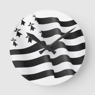 Drapeau breton (Breton flag) Runde Wanduhr