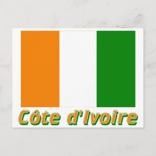 Drapeau Côte d'Ivoire avec le nom en français Postkarte