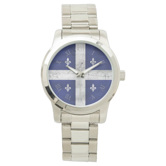 Drapeau du Québec style grunge érodé Armbanduhr (Vorderseite)