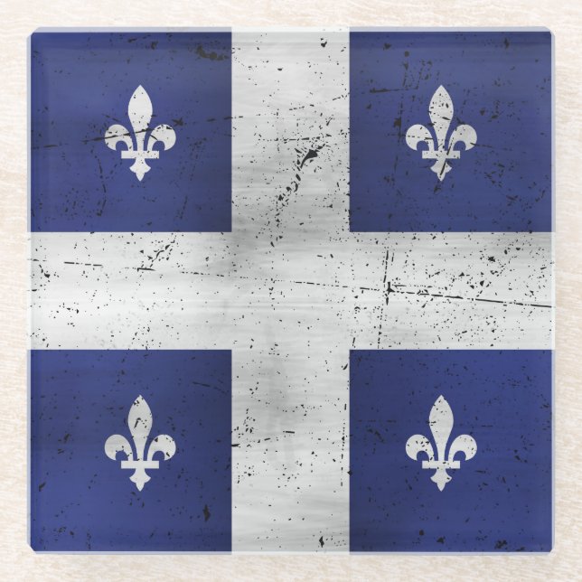 Drapeau du Québec style grunge érodé Glasuntersetzer (Vorderseite)