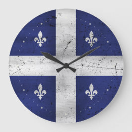 Drapeau du Québec style grunge érodé Große Wanduhr