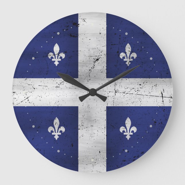 Drapeau du Québec style grunge érodé Große Wanduhr (Vorderseite)