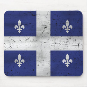 Drapeau du Québec style grunge érodé Mousepad