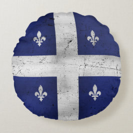 Drapeau du Québec style grunge érodé Rundes Kissen