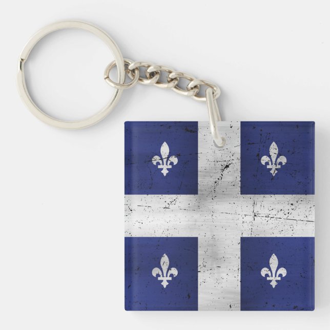 Drapeau du Québec style grunge érodé Schlüsselanhänger (Vorderseite)