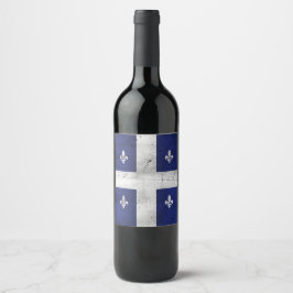 Drapeau du Québec style grunge érodé Weinetikett
