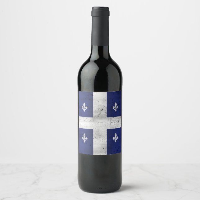 Drapeau du Québec style grunge érodé Weinetikett (Vorderseite)