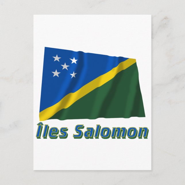 Drapeau Îles Salomon avec le nom en français Postkarte (Vorderseite)