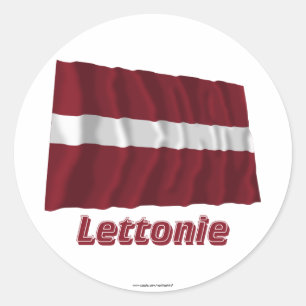 Drapeau Lettonie avec le nom en français Runder Aufkleber