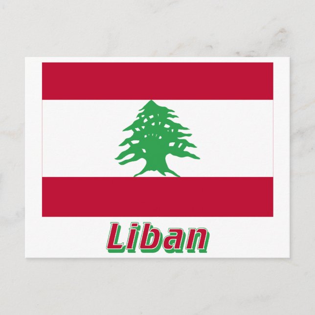 Drapeau Liban avec le nom en français Postkarte (Vorderseite)
