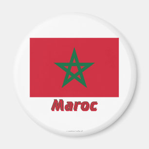 Drapeau Maroc Avec le Nom en français Magnet