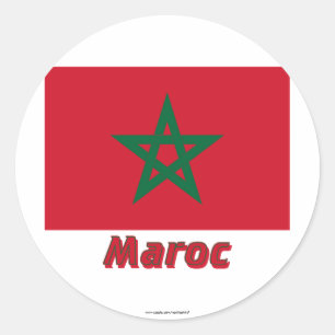 Drapeau Maroc avec le nom en français Runder Aufkleber