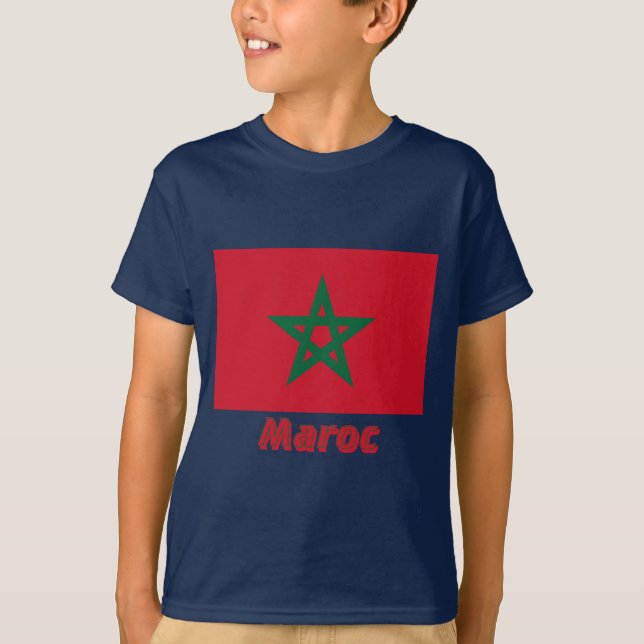 Drapeau Maroc Avec le Nom en français T-Shirt (Vorderseite)