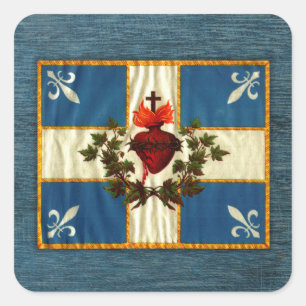 Drapeau Québec Antique Carillon Sacré-Coeur Quadratischer Aufkleber