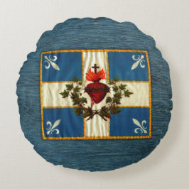 Drapeau Québec Antique Carillon Sacré-Coeur Rundes Kissen