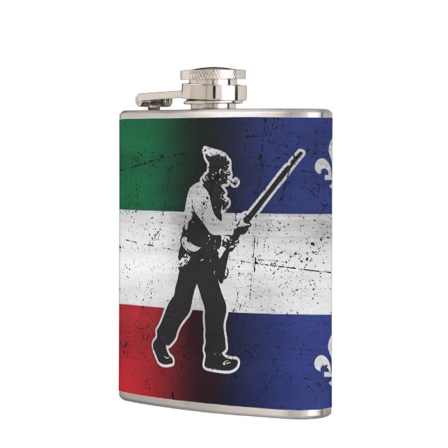 Drapeau Québec und Patriote Henri Julien érodé Flachmann (Links)