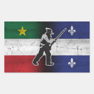 Drapeau Québec und Patriote Henri Julien érodé Rechteckiger Aufkleber