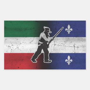 Drapeau Québec und Patriote Henri Julien érodé Rechteckiger Aufkleber
