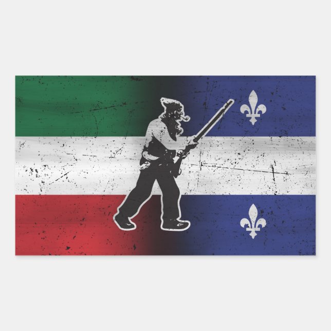 Drapeau Québec und Patriote Henri Julien érodé Rechteckiger Aufkleber (Vorderseite)