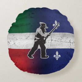Drapeau Québec und Patriote Henri Julien érodé Rundes Kissen