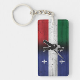 Drapeau Québec und Patriote Henri Julien érodé Schlüsselanhänger