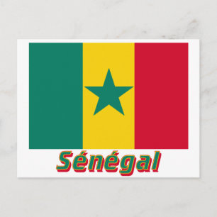 Drapeau Sénégal avec le nom en français Postkarte