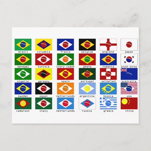 drapeaux pour la coupe du monde au brésil postkarte (Vorderseite)