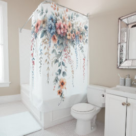 Draped Floral Elegance Duschvorhang