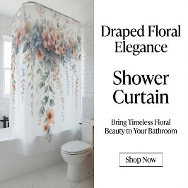 Draped Floral Elegance Duschvorhang