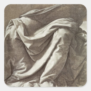 Drapery-Studie für eine sitzende Abbildung, c.1475 Quadratischer Aufkleber