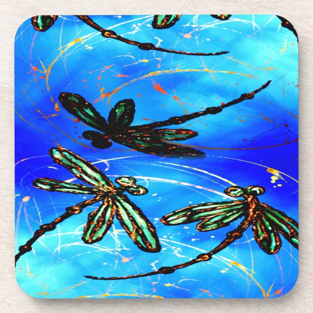 Draquelly Flit Electric Blue Getränkeuntersetzer (Vorderseite)