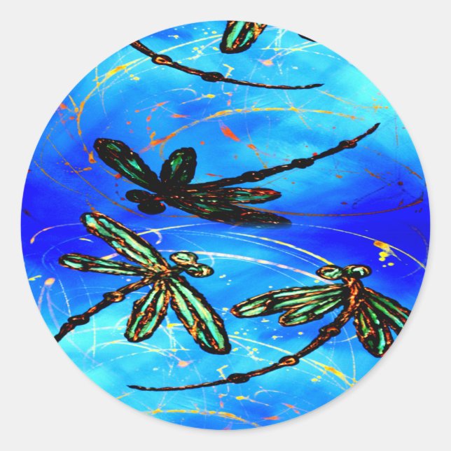 Draquelly Flit Electric Blue Runder Aufkleber (Vorderseite)