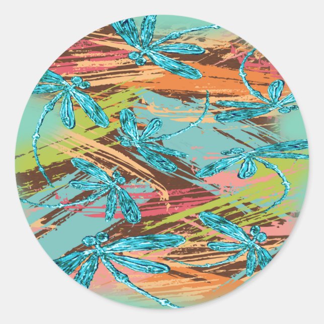 Draquelly Turquoise Splash Runder Aufkleber (Vorderseite)