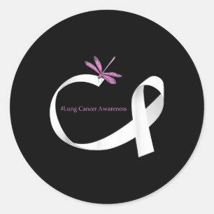 Draquelly White Ribbon Lung Cancer Awareness Runder Aufkleber