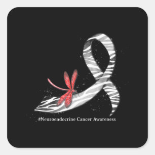Draquelly Zebra Ribbon Neuroendokrin Cancer Aware Quadratischer Aufkleber