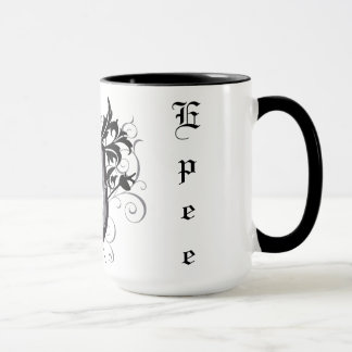 Drastischer Epee, der Wappen-Weiß-Tasse einzäunt Tasse