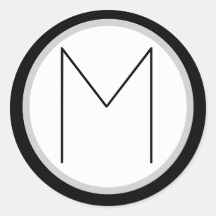 Drastischer schwarzer/weißer mit Monogramm runder Aufkleber