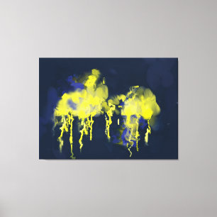 " drastisches Gelb 48x35 auf blauer abstrakter Leinwanddruck