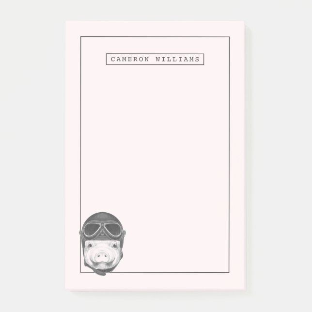 Draufgänger-Schwein | addieren Ihren Namen Post-it Klebezettel (Vorderseite)