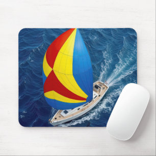 Draufsicht eines Spinnakers auf einem Segelboot Mousepad