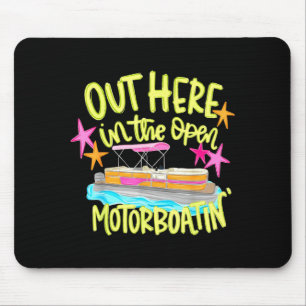 Draußen auf dem offenen Motorboot-Pontonboot  Mousepad
