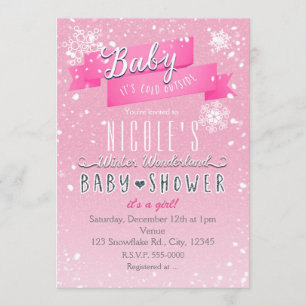 DRAUßEN IST ES KALT BABY Rosa Baby Shower Einladun Einladung